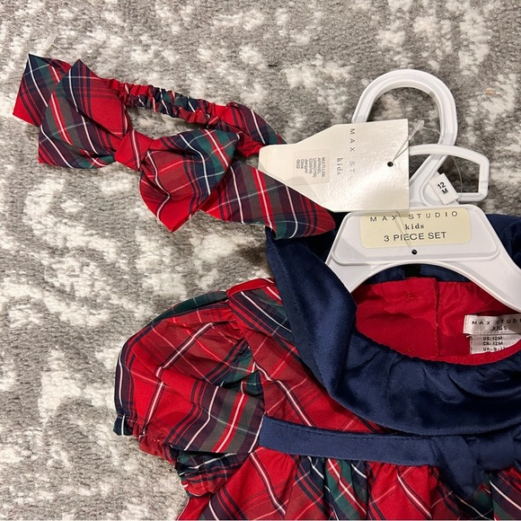 Max Studio Kids 3 Piece Holiday Christmas Dress Set NWT 12 Months - Picture 3 of 4